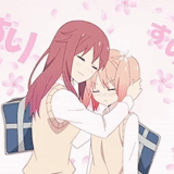 abbracci anime, sakura trick anime, i trucchi di sakura sakura, udagawa tomoe e uehara himari yuri manga