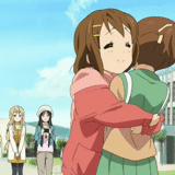 anime k on, the chan hugs, pelukan anime, anime keion zach, gif pelukan anime