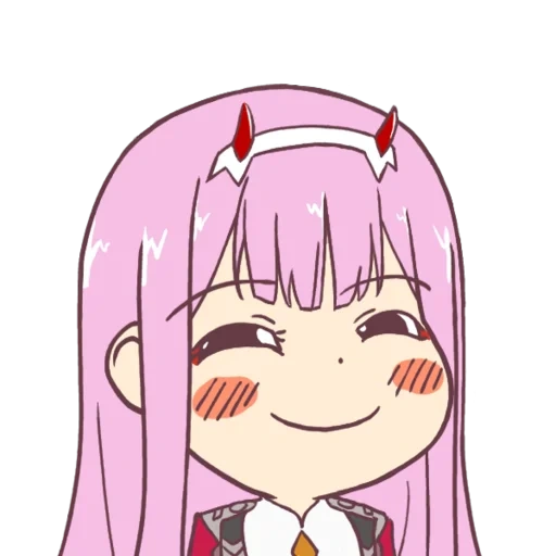 anime emoji, anime picture, anime smiling face, zero two emoji, sweetheart is in franks