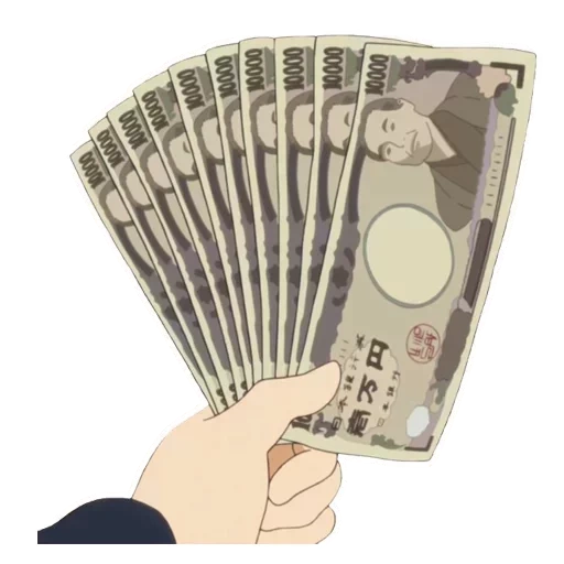 деньги, аниме рука с деньгами, аниме деньги, аниме деньги эстетика, набор стикеров