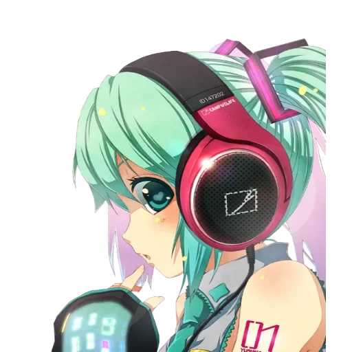 hatsune mihisa, initial miku tg, anime earphone, vocaloid hatsune miku, anime girl headset