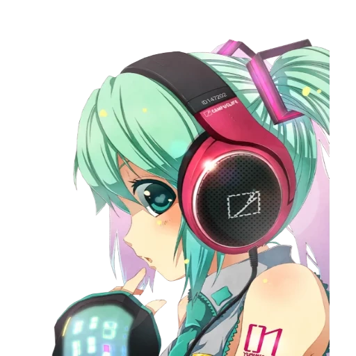 primer tono de los estados unidos durante mucho tiempo, primer sonido miku tg, auriculares de animación, vocaloid hatsune miku, auriculares de niña anime