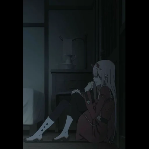 anime zero two, sad anime, anime couples are sad, darling in the franxx, anime dear in franks 02 cries