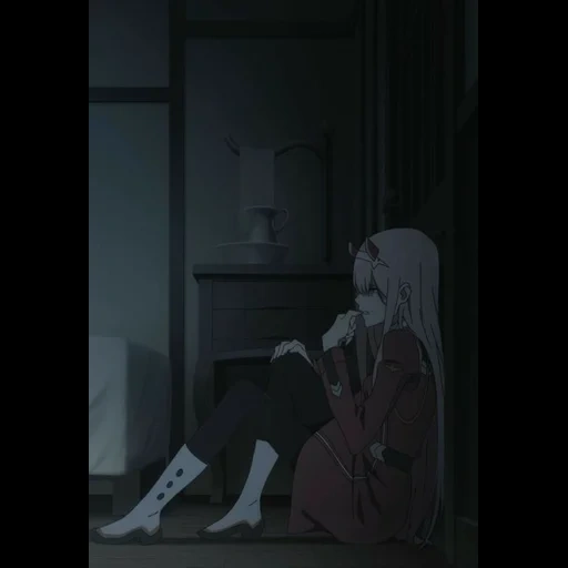 anime zero two, anime triste, anime couple triste, darling in the franxx, anime moe pleure dans franks 02