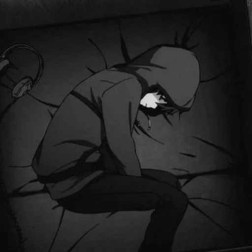 darkness, sad anime, anime art is sad, depressive anime, drawings of sad anime