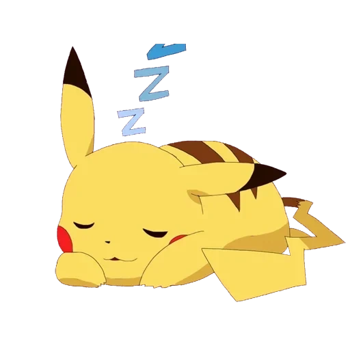 pikachu, sad pikachu, picachu sedang beristirahat, pokemon sedang tidur, latar belakang hitam animasi pikachu