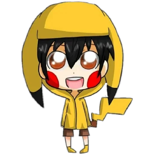 chibi, pikachu, pokemon, anime chibi pikachu, warna pikachu dengan topi