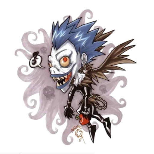 luc chibi, death, hook's death notebook, luc chibi the god of death, death note rick red cliff