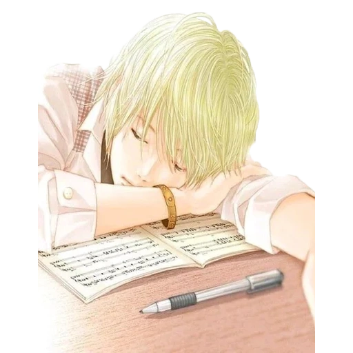 аниме парни, аниме блондин, ванька валялкин, спящий аниме парень
