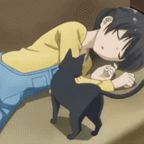 kucing, anime, karakter anime, teman sekamar saya adalah anime kucing, anime pet terkadang duduk