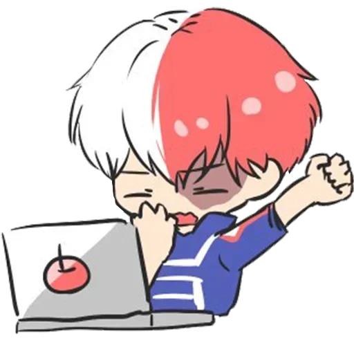 figura, todorki chibik, animação todoroki chibi, todoroki nyashka chibi, todoroki shoto chibi com lápis