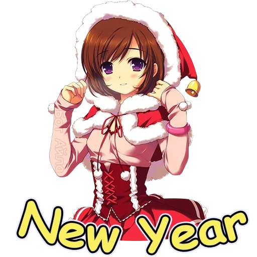 tahun baru, anime santa claus, anime tahun baru, anime tahun baru, gadis anime tahun baru