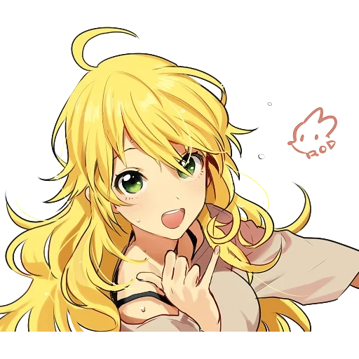 anime, hoshii miki, the idolmaster, rod miki hoshii, yellow hair anime character