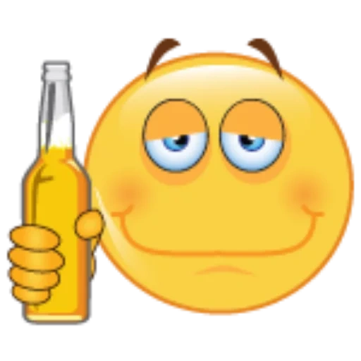 smiley, the smiley is cheerful, the emoticons are funny, smiley with a bottle, cool emoticons