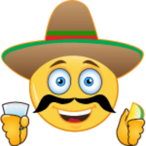 emoji cowboy, smiley with a hat, sombrero emoji, emoticon meksiko, smiley dengan topi meksiko