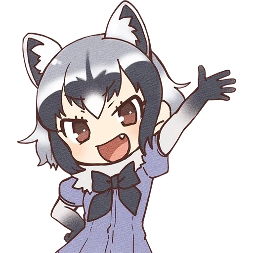 аниме арты, kemono friends, чиби енотик аниме, kemono friends енот, чиби персонажи аниме