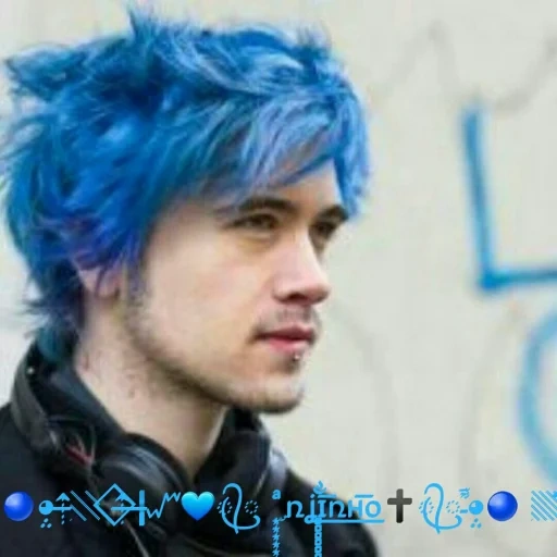 jovem, cabelo azul, cabelo azul, cabelo curto azul, cara de cabelo azul