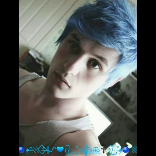 blue hair, blue hair, the guy with blue hair, the guy with blue hair, boy with blue hair