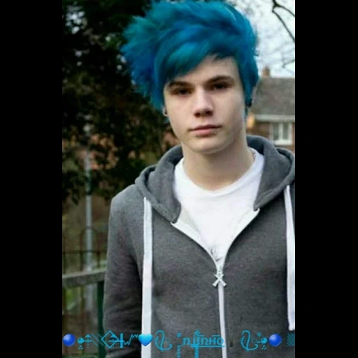 blue hair, men's hairstyles, boy hairstyle, the guy with blue hair, boy with blue hair