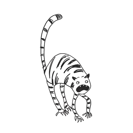 tigre hambriento, dibujo simple de tigre, dibujar tigre dibujando niños