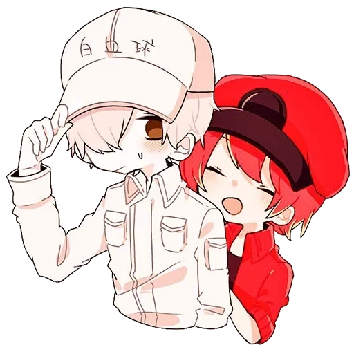 saibou, imagem de anime, hataraku saibou, u-1146 x ae-3803, hataraku saibou u-1146 ae3803 mãos