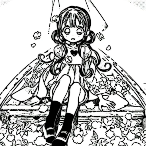 figura, quadrinhos de anime, comics xxxholic, ilustração de quadrinhos, sereia de flor de menino de vaso sanitário