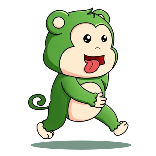 mono verde, pequeño mono, caricatura de mono, caricatura de mono verde