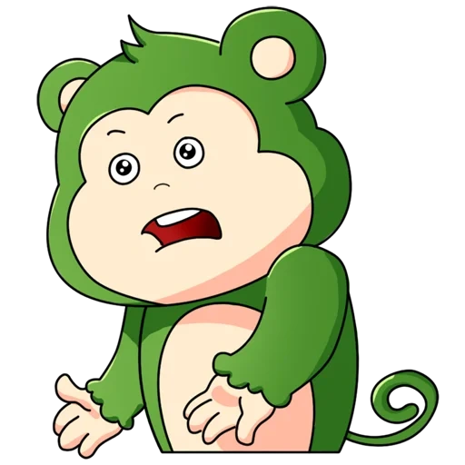 mono verde, mono pequeño, caricatura de mono