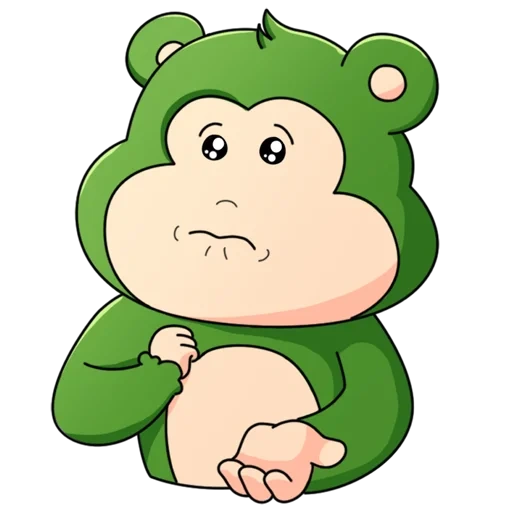 mono verde, pequeño mono, caricatura de mono