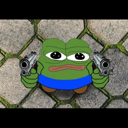 un meme, apu apustaja, pepe il frog, justice frog pod, pistola di rana