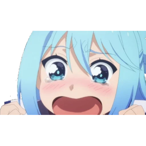 animação de kawai, kono suba, animação consuba, sorriso anime, expressão anime água azul
