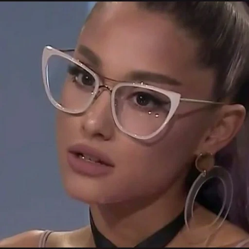 young woman, ariana grande, famous singers, ariana no big deal, meme face 2020 glasses
