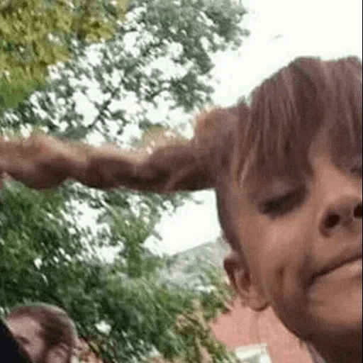 children, people, little girl, funny hairstyle, a rare photograph