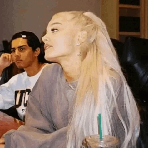 in front of hoffmanita, benny blanco, ariana grande, white blonde hair, ariana grande 2018