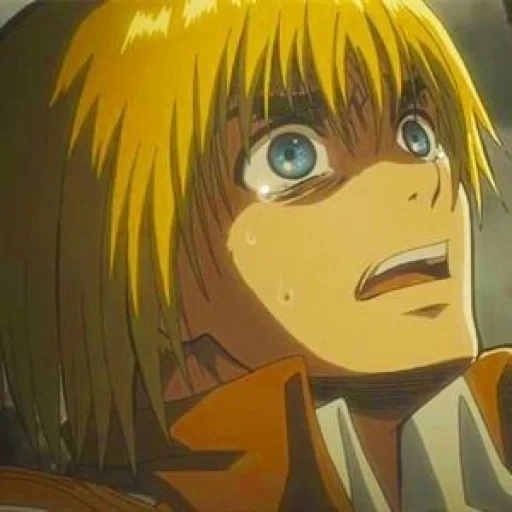 attaque des titans, armin arlerta pleure, attaque d'armin des titans 4, titans attack film armin, titan attack armin arlert