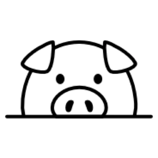 porcs, logo du cochon, logo de cochon, cochon à colorier, monogramme de cochon en métal