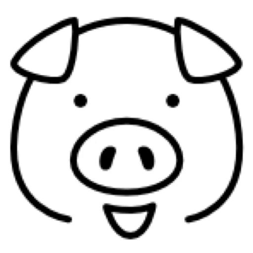 морда свиньи, мордочка свинки, иконка лица свинки, голова свиньи логотип, контур свинки мордочка