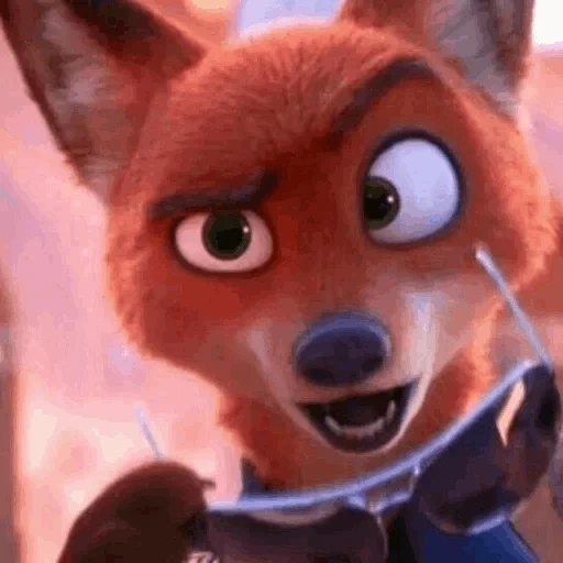 nick wilde, zeropolis, nick wilde, fox nick wilde, caricatura de la cara de holocolis