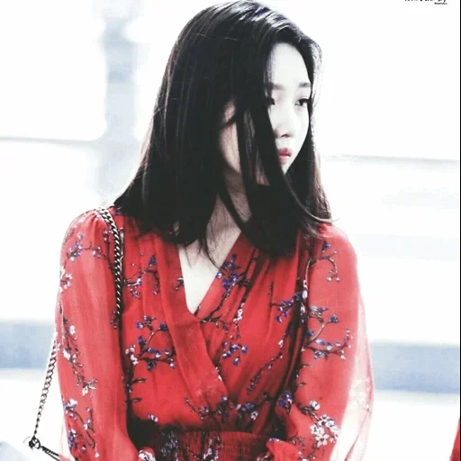 koreanische mode, roter samt irene, chinesische schauspielerin, joey red fleece höhe, joy red fleece style