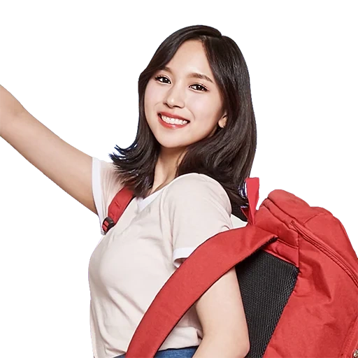 asiático, mochila, ator coreano, mochila de estudante do sexo feminino