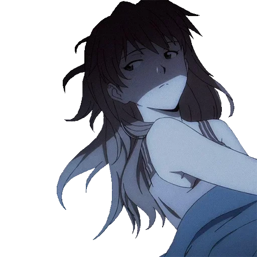 figura, o anime está cansado, animação triste, papel de animação, cama de menina anime