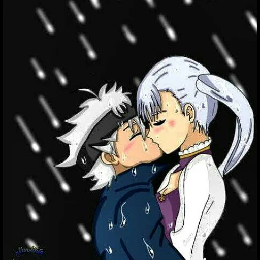 asta x noelle, cartoon characters, hitsugaya toshiro karin, kurosaki toshiro, karin kurosaki toshiro's cunning kiss