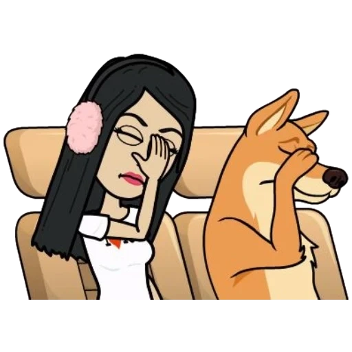 young woman, human, bitmoji, pyos feyspalm, clipart dog