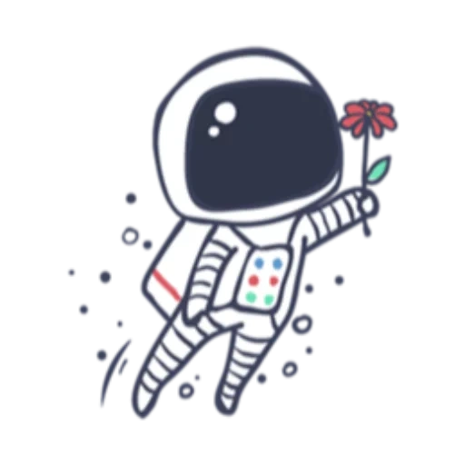 astronaute, cosmos de cosmonaute, dessin de cosmonaute, l'astronaute est blanc noir, coloriage mignon astronaute