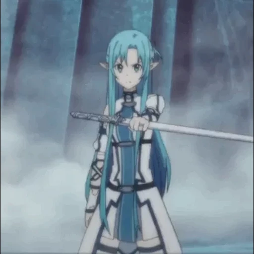 asuna, asuna, asuna yuki berwarna biru, master of the sword online, asuna alfham undina