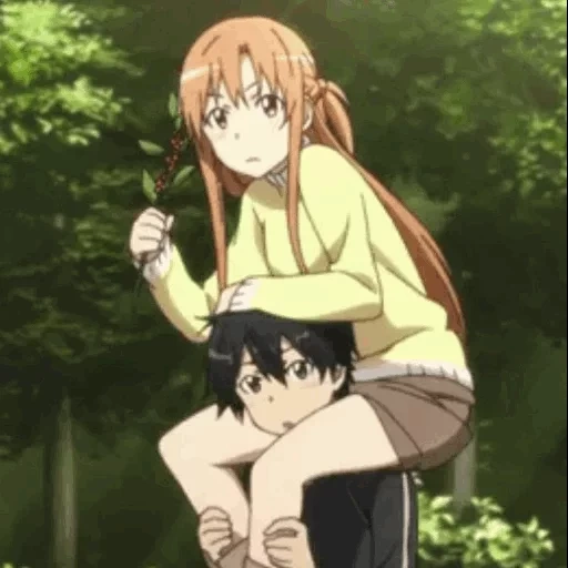 kirito asuna, asuna kirito, sao kirito asuna, maîtres de l'épée en ligne, asuna épaules à kirito