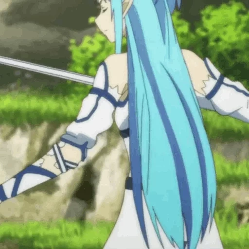 yasuna yuki, anime girl, cartoon character, asuna yuki blue, sword master online