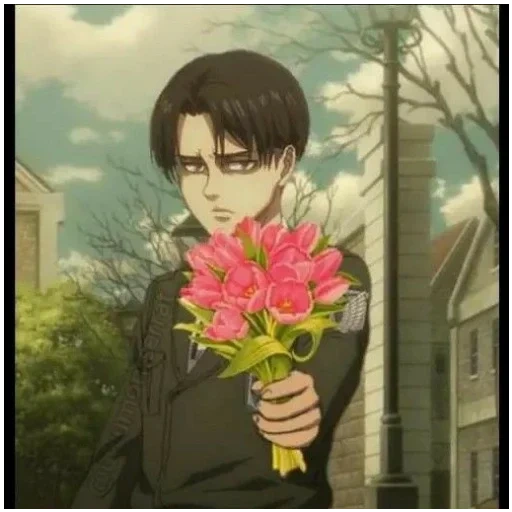 anime flowers, anime titans, levy ackerman, anime characters, levy ackerman bouquet