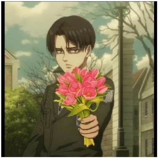 flores de animación, animación titán, levy ackerman, personajes de animación, ramo de levi ackerman