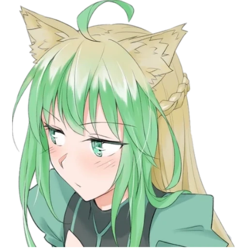 some, atalanta, anime girl, necessarily green hair, non headed green hair ears